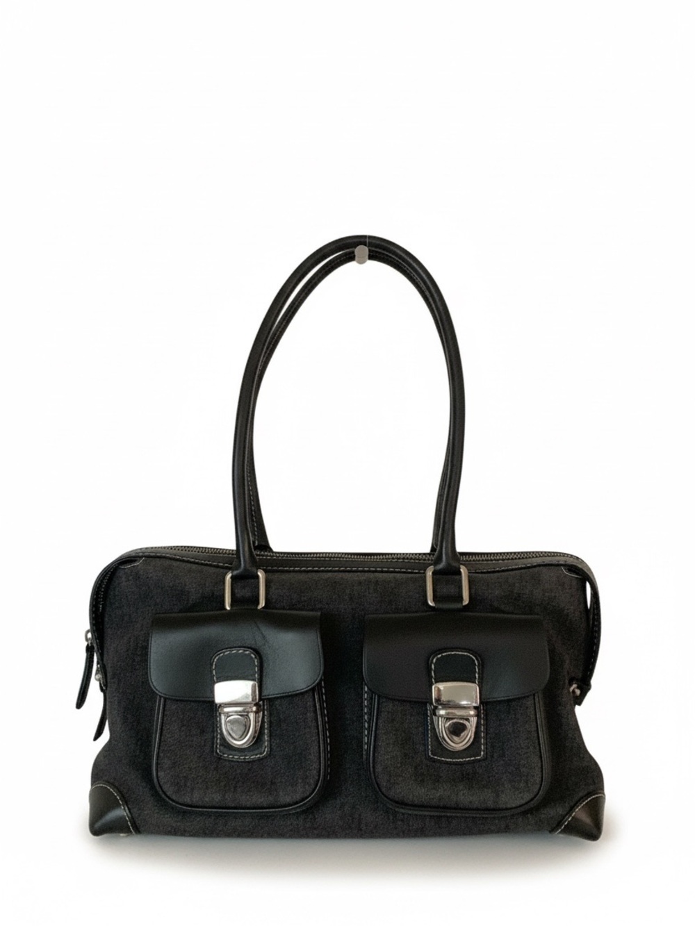 Dooney & Bourke Black Double-Pocket denim canvas shoulder Anniversary bag